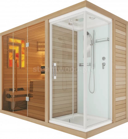 Четырехместная финская сауна  Luxury  из кедра с Душевой кабиной