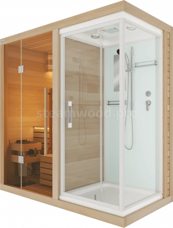 Одноместная финская сауна Luxury из кедра с Душевой кабиной